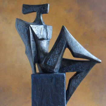 Escultura intitulada "Figura seduta" por Orazio Barbagallo, Obras de arte originais, Resina
