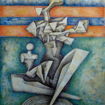 Картина под названием "Madre 2" - Orazio Barbagallo, Подлинное произведение искусства, Акварель