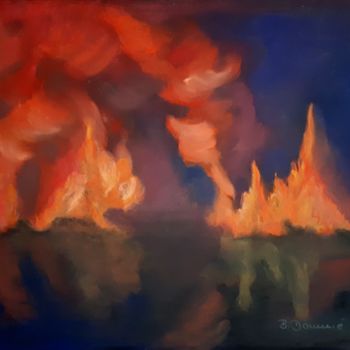 Painting titled "flammendes Inferno" by Barbara Dominé, Original Artwork, Pastel