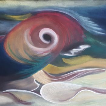 Schilderij getiteld "Alles fließt dahin" door Barbara Dominé, Origineel Kunstwerk, Pastel