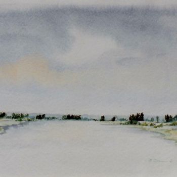 Malerei mit dem Titel "Am Niederrhein bei…" von Barbara Dominé, Original-Kunstwerk, Aquarell