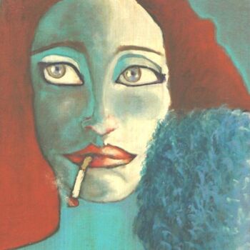 Peinture intitulée "Dame au boa" par Barbara E.Lezmy, Œuvre d'art originale