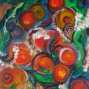 Painting titled "Swirls & Spheres" by Barbara Fuhrmann, Original Artwork, Acrylic