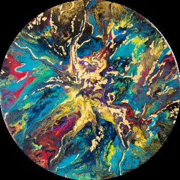 Картина под названием "Aqua Phoenix" - Barbara Goguier, Подлинное произведение искусства, Акрил Установлен на Деревянная рам…