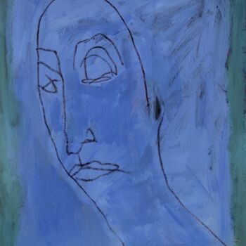 Pintura titulada "Portrait in Blau" por Barbara Kroll, Obra de arte original, Acrílico