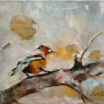 Painting titled "ptak" by Barbara Makowska, Original Artwork, Oil