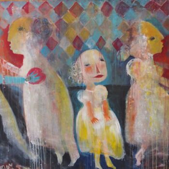 Malarstwo zatytułowany „"Toute seule"” autorstwa Barbara Morin, Oryginalna praca, Akryl Zamontowany na Drewniana rama noszy