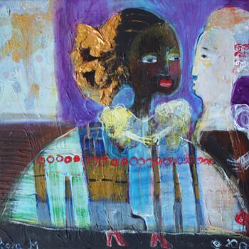Malarstwo zatytułowany „"Princesse noire"” autorstwa Barbara Morin, Oryginalna praca, Akryl Zamontowany na Drewniana rama no…