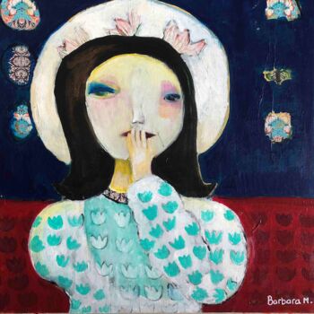Malarstwo zatytułowany „Paloma” autorstwa Barbara Morin, Oryginalna praca, Akryl Zamontowany na Drewniana rama noszy