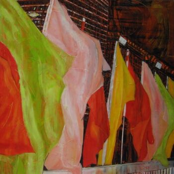 Malerei mit dem Titel "Foot - Bridge" von Barbara Piatti, Original-Kunstwerk, Öl