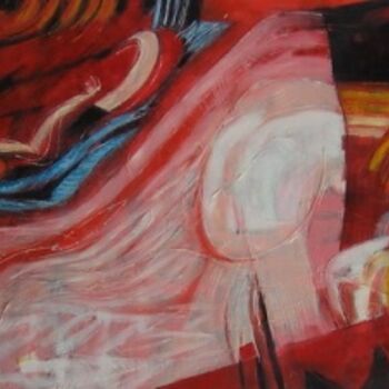 Schilderij getiteld "Red Happening" door Barbara Piatti, Origineel Kunstwerk, Olie