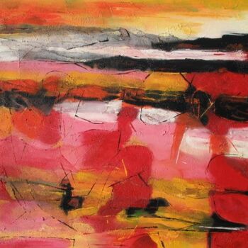 Malerei mit dem Titel "Orchestre Rouge" von Barbara Piatti, Original-Kunstwerk, Öl