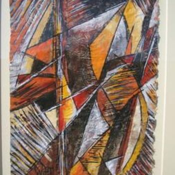 Картина под названием "Du vent dans les vo…" - Barbara Piatti, Подлинное произведение искусства, Гуашь Установлен на картон