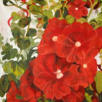 Ζωγραφική με τίτλο "Four Roses" από Barbara Piatti, Αυθεντικά έργα τέχνης, Λάδι
