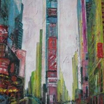 Schilderij getiteld "Times Square II" door Barbara Piatti, Origineel Kunstwerk, Olie