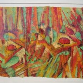 Ζωγραφική με τίτλο "Tropical Song" από Barbara Piatti, Αυθεντικά έργα τέχνης, Γκουάς Τοποθετήθηκε στο Χαρτόνι