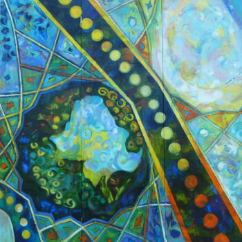 Painting titled "Boomerang, triptyque" by Barbara Piatti, Original Artwork, Oil