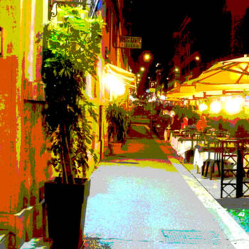 Digital Arts titled "Roman sidewalk cafe" by Barbara Tabachnick, Original Artwork, 2D Digital Work