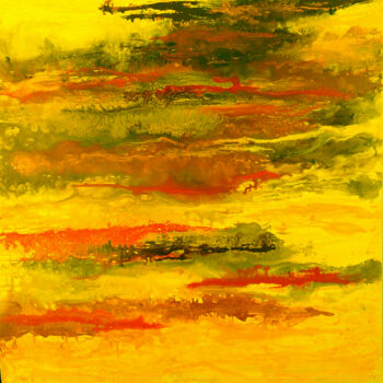 Painting titled "Stormy sunset" by Barbara Tabachnick, Original Artwork, Acrylic