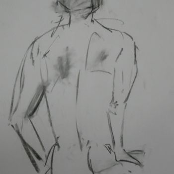 Dessin intitulée "homme debout de dos" par Barbara Bernard, Œuvre d'art originale