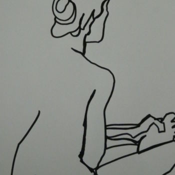 Dessin intitulée "femme main au pied" par Barbara Bernard, Œuvre d'art originale