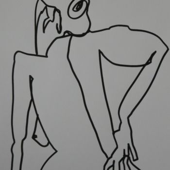 Dessin intitulée "Femme au chignon ma…" par Barbara Bernard, Œuvre d'art originale