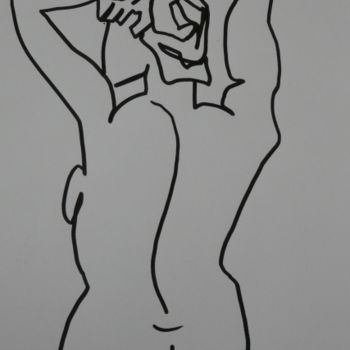Dessin intitulée "femme aux mains dan…" par Barbara Bernard, Œuvre d'art originale