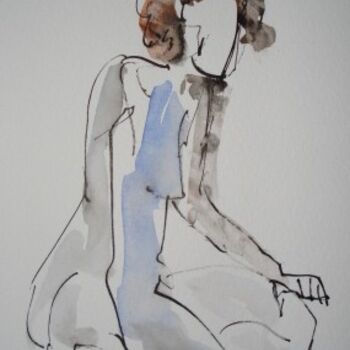Peinture intitulée "Femme assise" par Barbara Bernard, Œuvre d'art originale