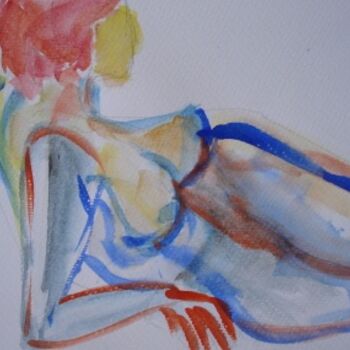 Картина под названием "femme à la main rou…" - Barbara Bernard, Подлинное произведение искусства
