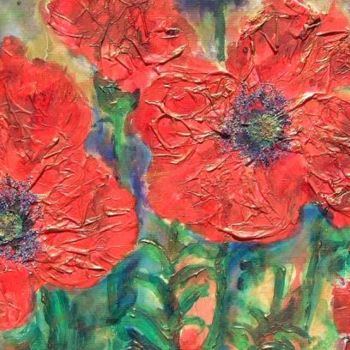 Peinture intitulée "Poppy Garden" par Barbara Craig, Œuvre d'art originale, Huile