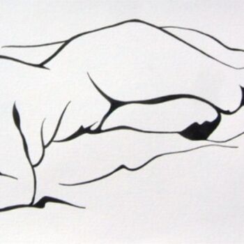 Peinture intitulée "Paula sleeping" par Barbara Craig, Œuvre d'art originale, Encre