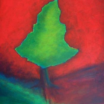 Painting titled "Green Tree Red Sky" by Barbara Craig, Original Artwork