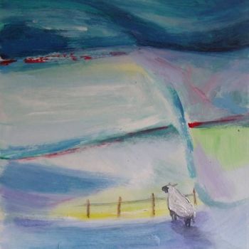Schilderij getiteld "Whistful Sheep" door Barbara Craig, Origineel Kunstwerk, Acryl