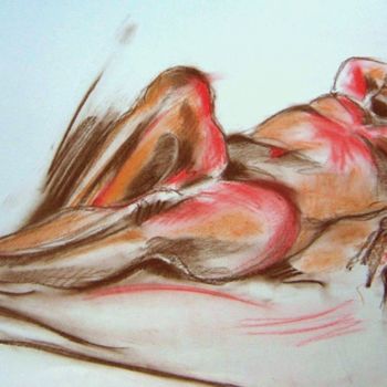 Drawing titled "Reclining" by Barbara Craig, Original Artwork, Pastel