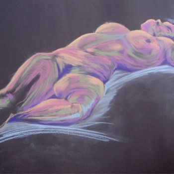 Schilderij getiteld "Reclining figure" door Barbara Craig, Origineel Kunstwerk, Pastel