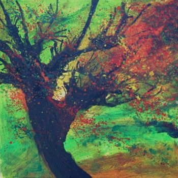 Painting titled "Autumn Tree" by Barbara Craig, Original Artwork, Acrylic