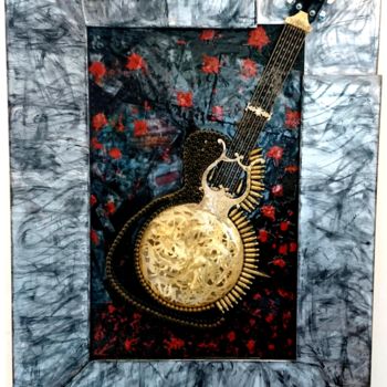Sculpture intitulée "Guitare hommage au…" par Barbara Hay (Alchimik of Love), Œuvre d'art originale, Acier inoxydable