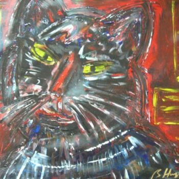 Painting titled "Catman" by Barbara Hughes, Original Artwork