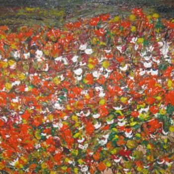 Painting titled "Orange Meadow" by Barbara Hughes, Original Artwork