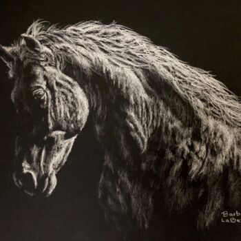 Drawing titled "Pensive" by Barbara Labutis, Original Artwork, Charcoal