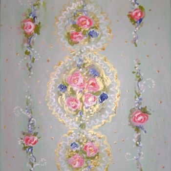 Картина под названием "Rococo roses" - Barbara Rodriguez, Подлинное произведение искусства, Масло