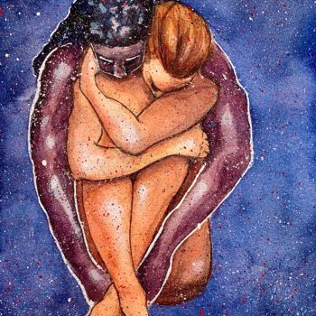 Painting titled "In the void we are…" by Barbara Carretta (Barbarasoulart), Original Artwork, Watercolor