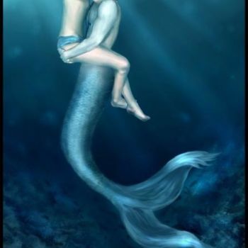 Digital Arts titled "A Merman's Kiss" by Emerald De Leeuw, Original Artwork