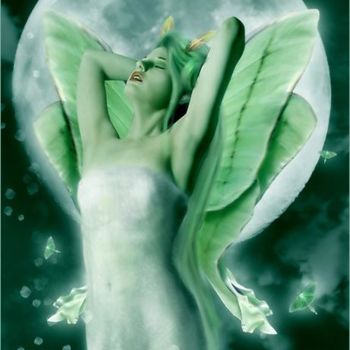 Digital Arts titled "Luna Moth" by Emerald De Leeuw, Original Artwork