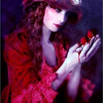 Arte digitale intitolato "Rose Red" da Emerald De Leeuw, Opera d'arte originale