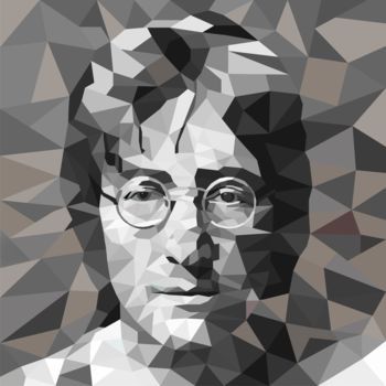 Digitale Kunst getiteld "Low Poly Lennon.jpg" door Adri Barbieux, Origineel Kunstwerk, 2D Digital Work