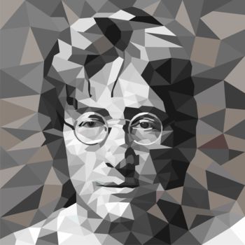 Digitale Kunst mit dem Titel "Lennon Low Poly" von Adri Barbieux, Original-Kunstwerk, 2D digitale Arbeit