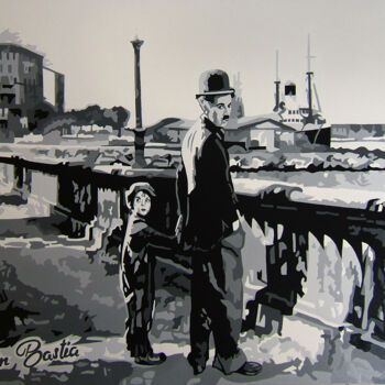 Painting titled "CHARLIE CHAPLIN " P…" by Ado, Original Artwork, Acrylic Mounted on Wood Stretcher frame