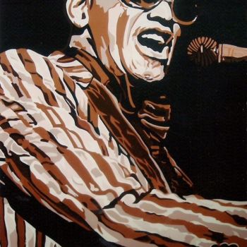Painting titled "RAY  CHARLES    " e…" by Ado, Original Artwork, Acrylic Mounted on Wood Stretcher frame