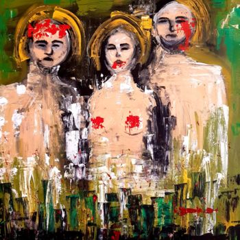 Schilderij getiteld "Trio II" door Barbora Fabova, Origineel Kunstwerk, Acryl